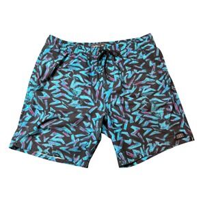 O'Neill Mens Swim Trunks Large Blue Pink Geometric Abstract Board Shorts